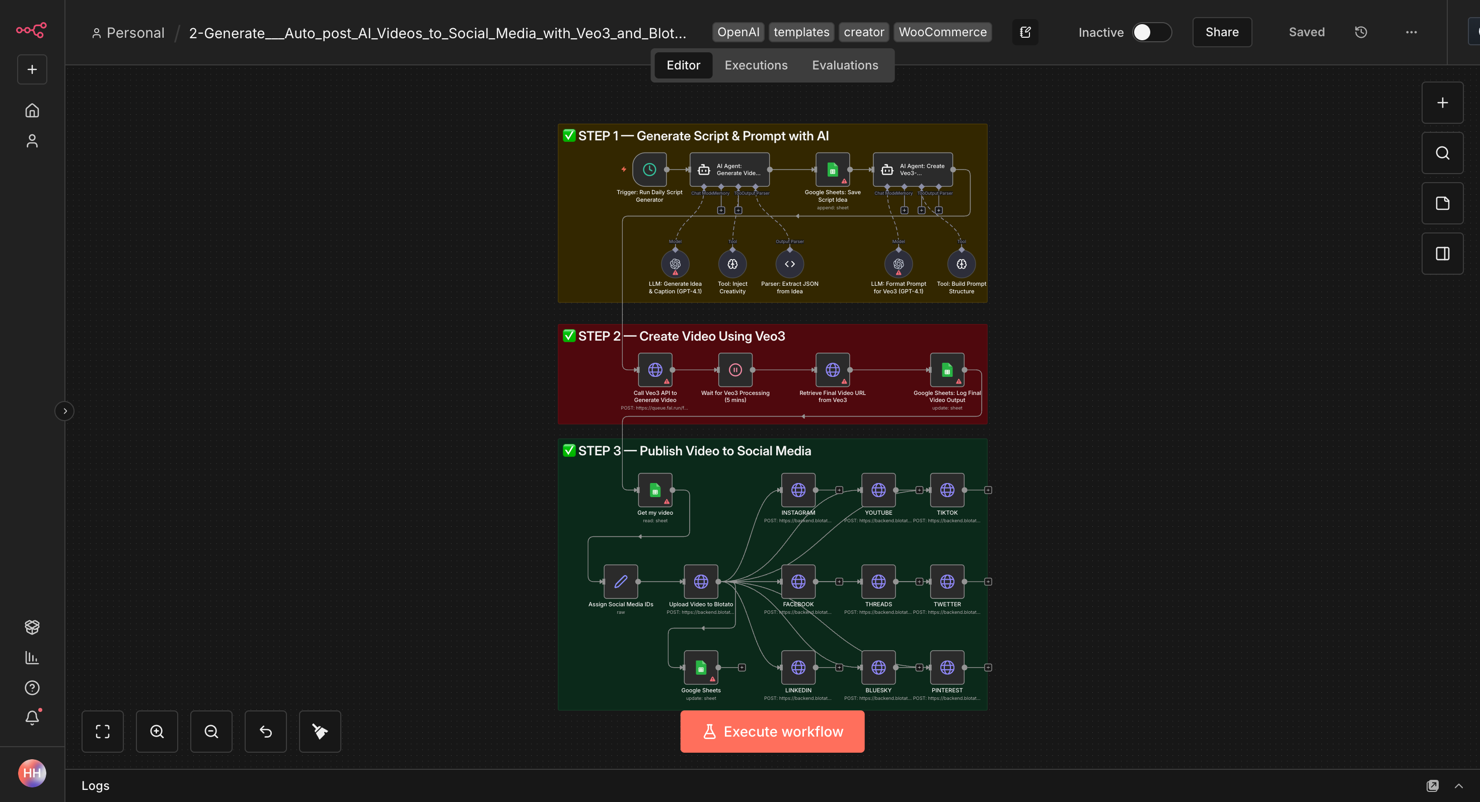 Automatische AI-Video-Erstellung und Social Media Posting mit Veo3